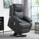 Electric Power Lift Recliner Chair with Heat, Massage and Remote Control – Dark Grey Faux Leather