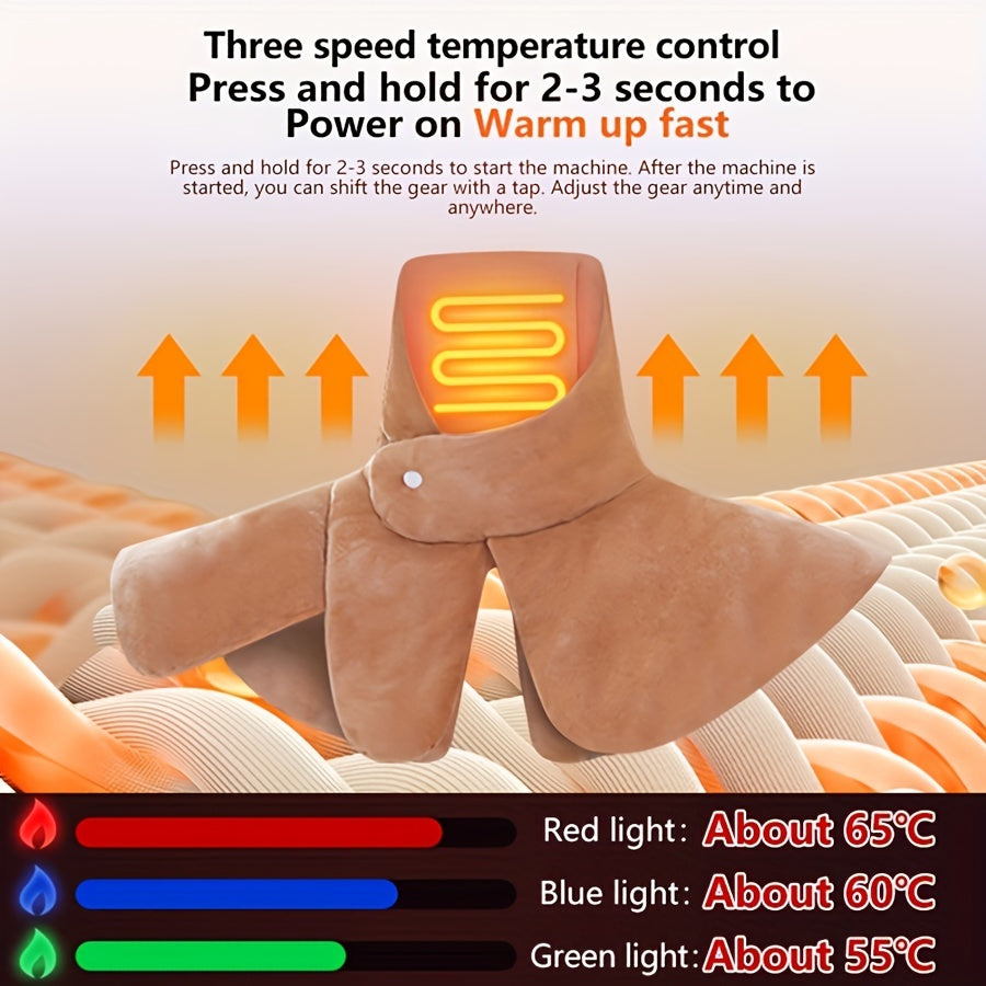 USB Heated Neck Massage Pad with 3-Level Temperature Control(Brown)