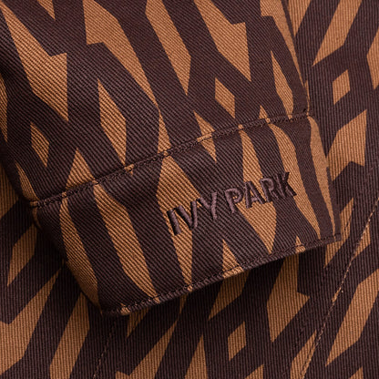 Adidas Originals x Ivy Park Denim Monogram Jacket - Wild Brown/Night Red