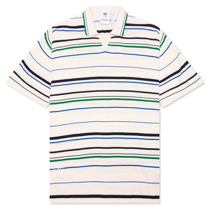 Adidas x Wales Bonner Knit Polo - Wonder White/Green/Blue Bird
