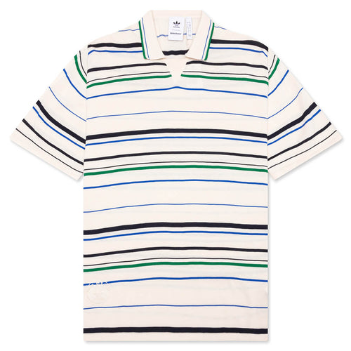 Adidas x Wales Bonner Knit Polo - Wonder White/Green/Blue Bird