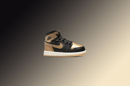 Air Jordan 1 Retro High OG (TD) 'Black and Gold' - Black/Metallic Gold/Sail