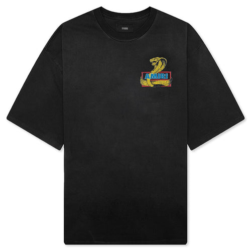 Amiri Crystal Cobra Oversized Tee - Black