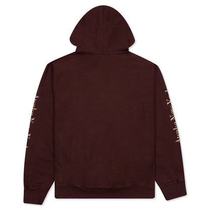 Awake Classic Outline Logo Paneled Embroidered Hoodie - Brown
