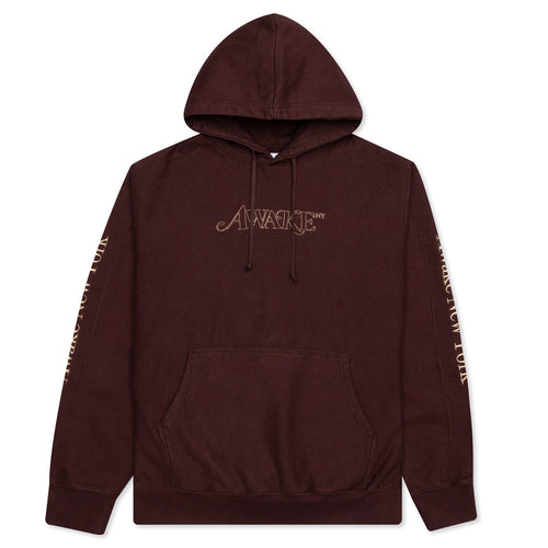 Awake Classic Outline Logo Paneled Embroidered Hoodie - Brown