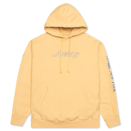 Awake Classic Outline Logo Paneled Embroidered Hoodie - Mustard