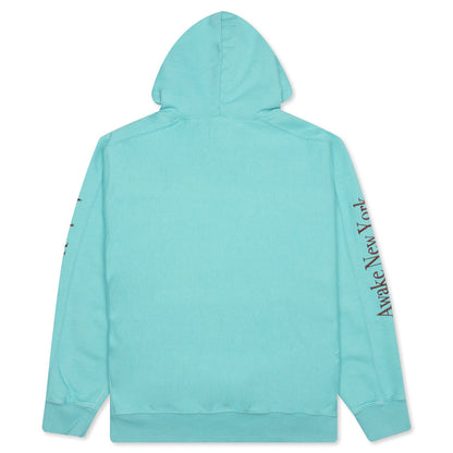 Awake Classic Outline Logo Paneled Embroidered Hoodie - Teal