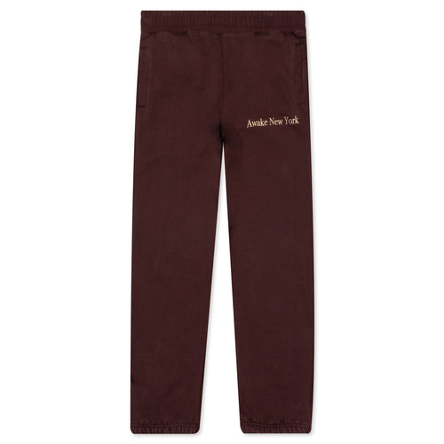 Awake Classic Outline Logo Paneled Embroidered Sweatpants - Brown