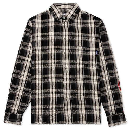 Awake Heavyweight Barbed Wire Back Flannel - Black