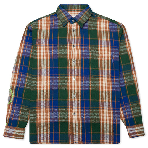 Awake Heavyweight Barbed Wire Back Flannel - Green