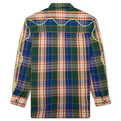 Awake Heavyweight Barbed Wire Back Flannel - Green
