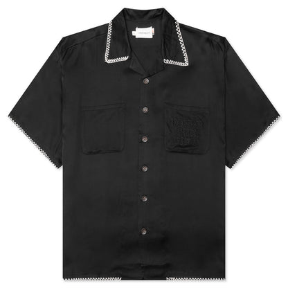 B-Summer Blanket Stitch Woven Shirt - Black