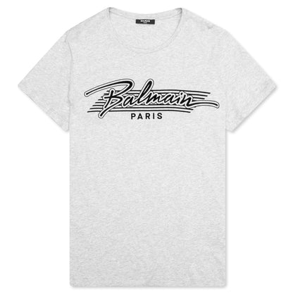 Flocked Logo T-Shirt - Mottled Grey