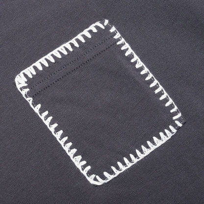Blanket Stitch Vintage Tee - Sun Faded Grey