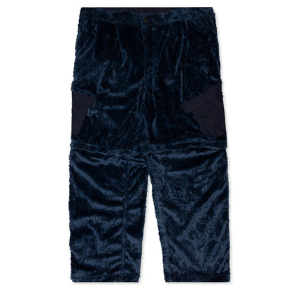 Debossed Paisley Fur Convertible Zip Off Pant - Navy