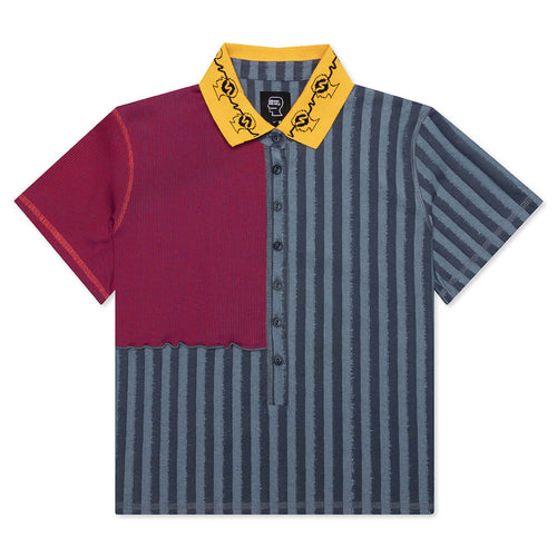 Jacquard Collar Paneled Polo - Multi