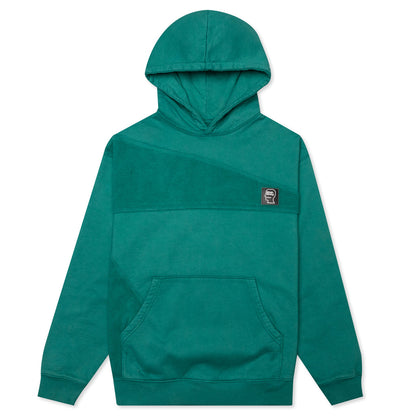 Logo Head Asymmetrical Paneled Hoodie - Teal