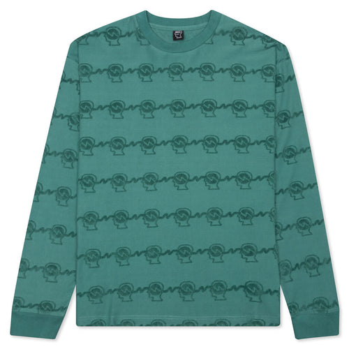 Running Head Textured Stripe L/S Shirt - Mallard Green