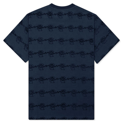 Running Head Textured Stripe S/S Shirt - Navy