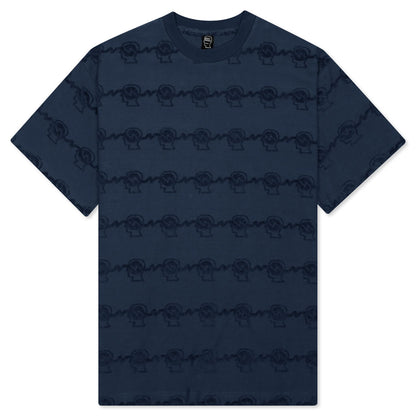 Running Head Textured Stripe S/S Shirt - Navy