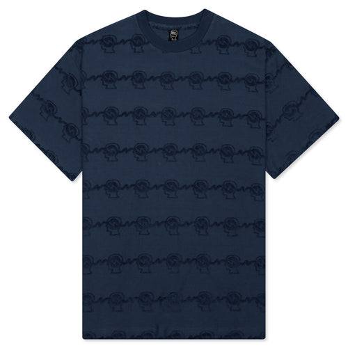 Running Head Textured Stripe S/S Shirt - Navy