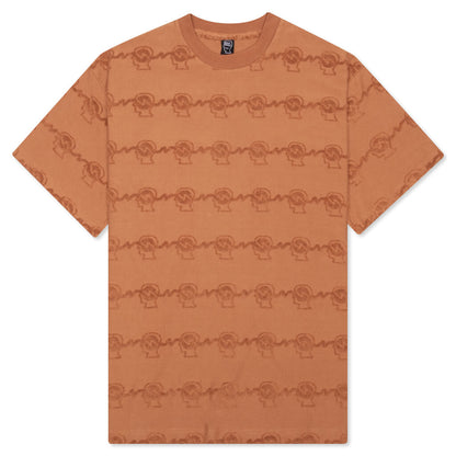 Running Head Textured Stripe S/S Shirt - Terracotta