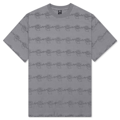 Running Head Textured Stripe S/S Shirt - Washed Blue Grey