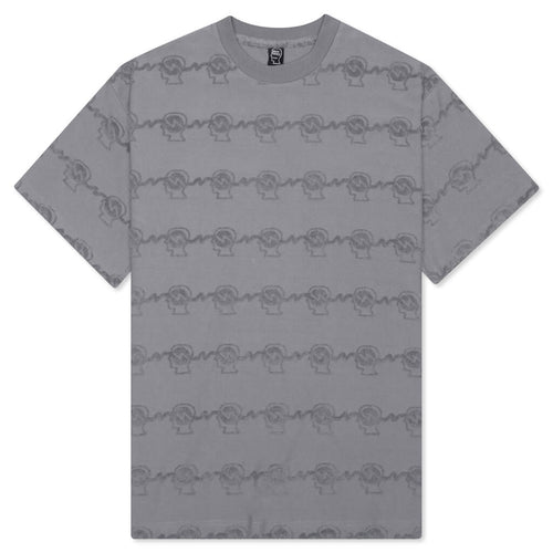 Running Head Textured Stripe S/S Shirt - Washed Blue Grey