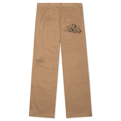 Whips And Chains Wide Leg Pleated Pants - Khaki