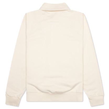 Buttoned Raglan Long Sleeve Sweatshirt - Ivory