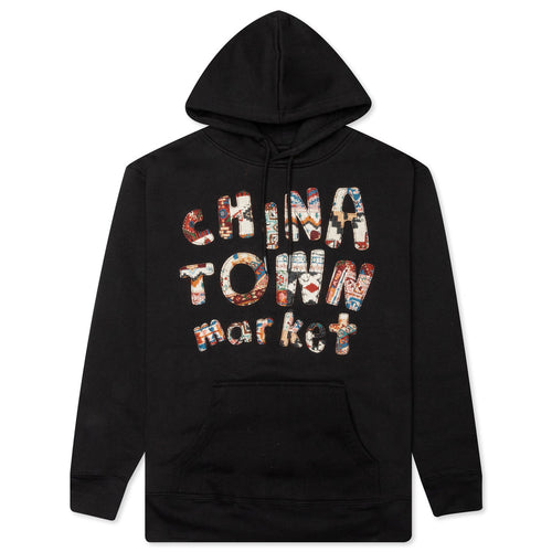 Chinatown Patchwork Hoodie - Black