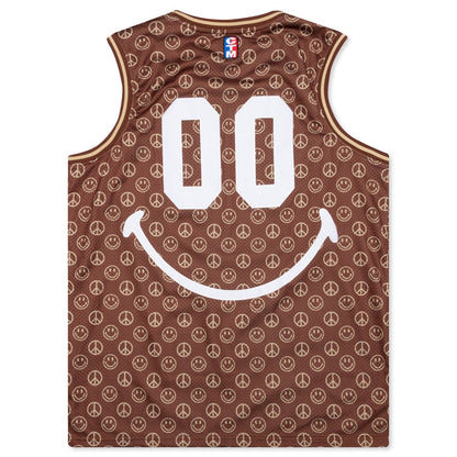 Chinatown Smiley Cabana Basketball Jersey - Brown