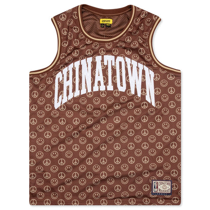 Chinatown Smiley Cabana Basketball Jersey - Brown