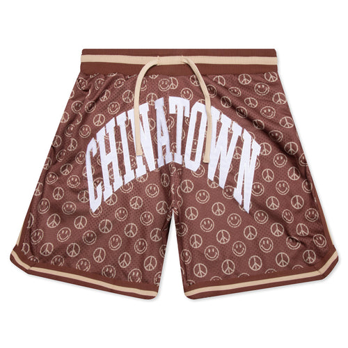 Chinatown Smiley Cabana Basketball Shorts - Brown