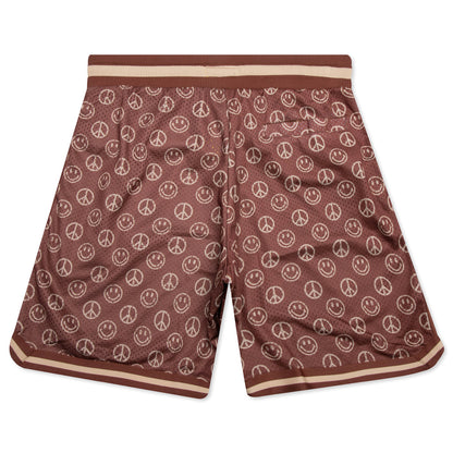 Chinatown Smiley Cabana Basketball Shorts - Brown