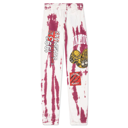 Chinatown Smiley Champions 3 Rings Tie-Dye Sweatpants - Red