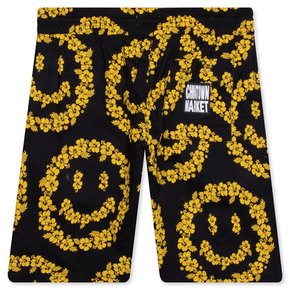 Chinatown Smiley Floral Shorts - Black