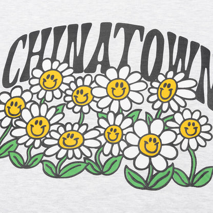 Chinatown Smiley Flower Power Crewneck - Ash Grey