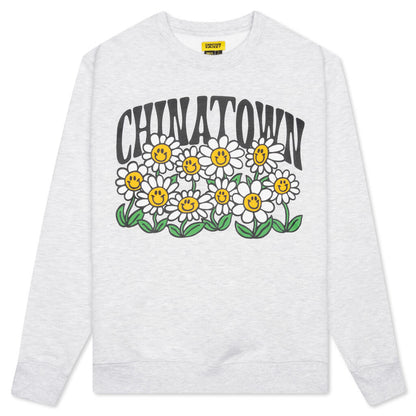 Chinatown Smiley Flower Power Crewneck - Ash Grey
