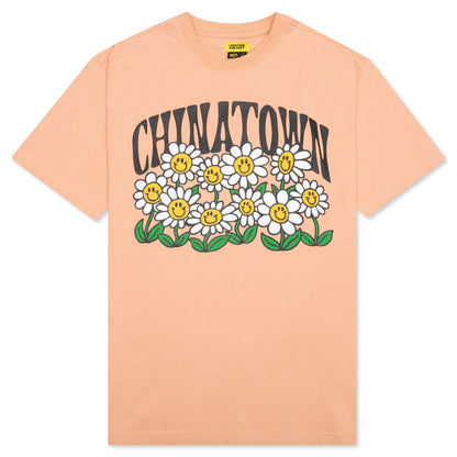 Chinatown Smiley Flower Power Tee - Peach
