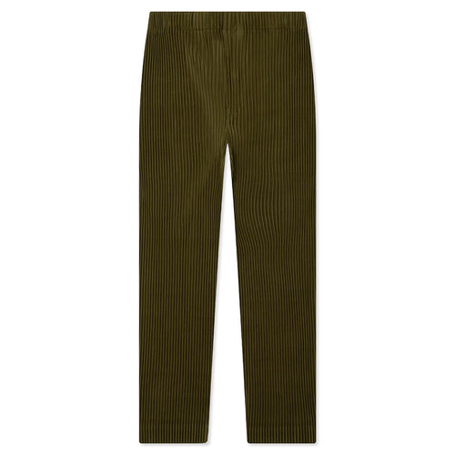 Color Pleats Pants - Olive Khaki