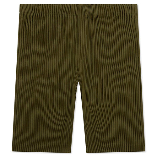 Color Pleats Shorts - Olive Khaki
