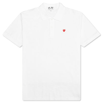 Little Red Heart Polo Shirt - White