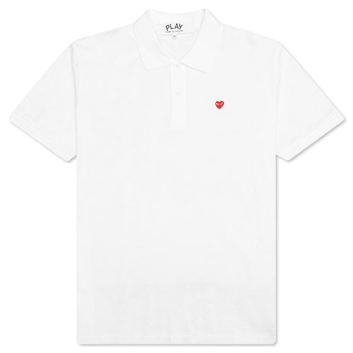 Little Red Heart Polo Shirt - White