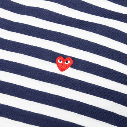 Little Red Heart Striped L/S T-Shirt - Navy/White