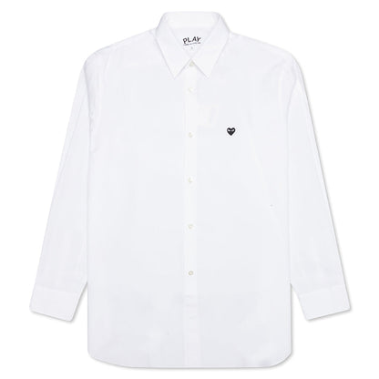 Small Black Heart Button Down - White