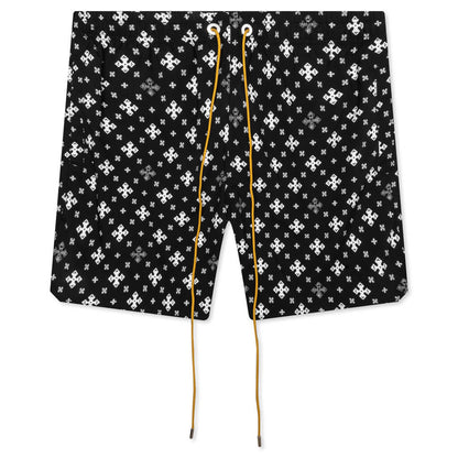 Cross Bandana Swim Short - Black/White