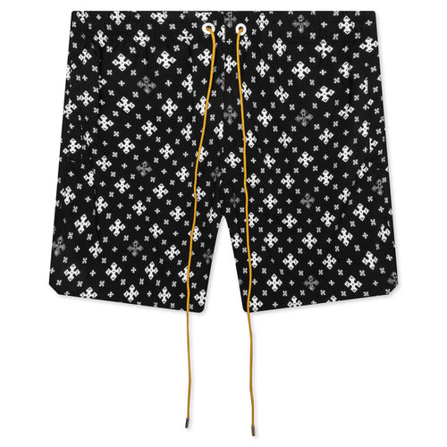 Cross Bandana Swim Short - Black/White