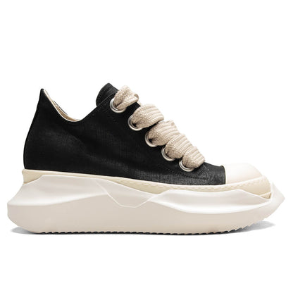 Denim Jumbo Laces Abstract Low Sneaks - Black/Milk