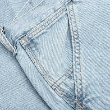 Double Knee Short - Blue Heavy Stone Bleached